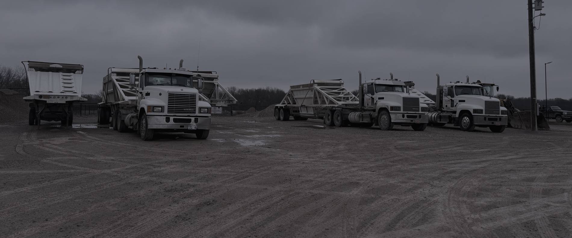 Clune Construction fleet in the yard at Maysville, Oklahoma